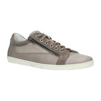 Mixed Texture Zipper Lace-Up Sneaker // Light Gray (Euro: 45)