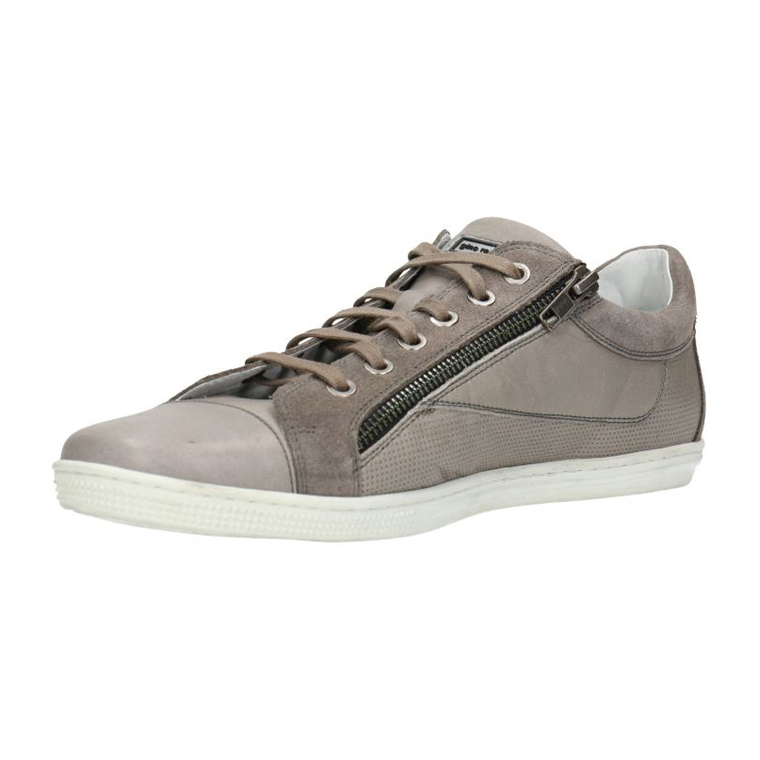 Mixed Texture Zipper Lace-Up Sneaker // Light Gray (Euro: 40) - Gino ...