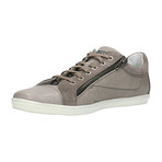 Mixed Texture Zipper Lace-Up Sneaker // Light Gray (Euro: 45)