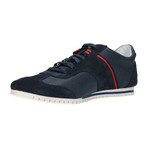 Mixed Texture Contrast Strap Lace-Up Sneaker // Navy (Euro: 41)