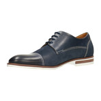 Mixed Texture Contrast Stitched Captoe Derby // Navy (Euro: 42)