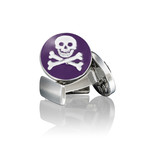 Skull + Bones Cufflinks // Purple + White