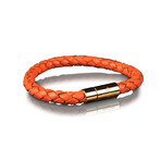 Leather Bracelet 6mm // Gold + Orange