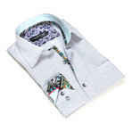 Textured Button-Up Contrasting Trim // Gray (L)