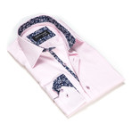 Solid Button-Up Floral Trim // Light Pink (S)
