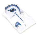 Solid Button-Up Floral Trim // White (M)