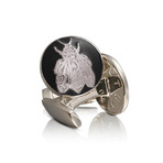 Napoleon Bee Silver Cufflinks // Baroque Black