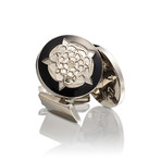 The Tudor Rose Silver Cufflinks // Baroque Black