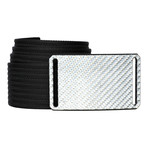 Silverglass Buckle + Black Belt (Size 30)