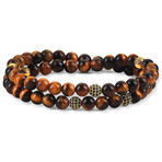 Double Beaded Bracelet // Gold + Tiger Eye (Small)