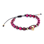 Skull Macrame Knots Jasper // Gold + Red