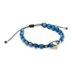 Skull Macrame Knots Jasper // Gold + Blue