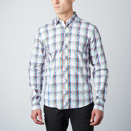 Layered Windowpane Button-Up Shirt // Multi (S)