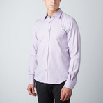 Plaid-Trim Button-Up Shirt // Lilac (XL)