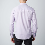 Plaid-Trim Button-Up Shirt // Lilac (3XL)
