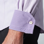 Plaid-Trim Button-Up Shirt // Lilac (S)