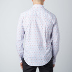 Jacquard Floral-Trim Button-Up Shirt // Slate + Red (L)
