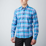 Floral Plaid Button-Up Shirt // Blue (S)