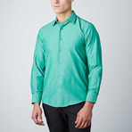 Jacquard Check-Trim Button-Up // Green (S)