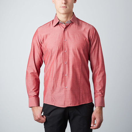 Jacquard Check-Trim Button-Up // Red (S)