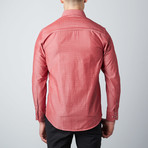 Jacquard Check-Trim Button-Up // Red (M)