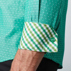 Jacquard Check-Trim Button-Up // Green (S)