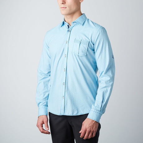 Front-Pocket Button-Up Shirt // Aqua (S)