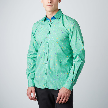 Floral Button-Up Shirt // Green (S)