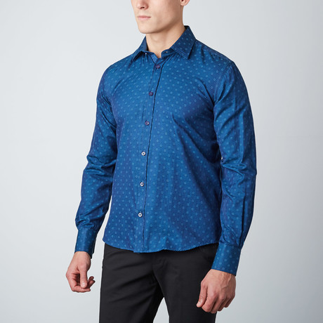 Medallion Button-Up Shirt // Blue (S)