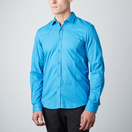 Western-Cut Button-Up Shirt // Turquoise (S)