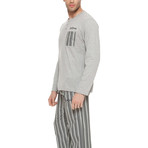 Striped Long Sleeve Cotton Pajama Set // Grey Melange (2XL)