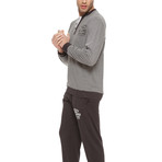 Henley Long Sleeve Cotton Pajama Set // Dark Grey (XL)