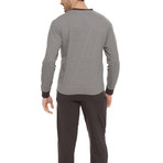 Henley Long Sleeve Cotton Pajama Set // Dark Grey (XL)