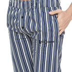 Striped Long Sleeve Cotton Pajama Set // Dark Blue (S)