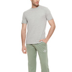 Diamond Short Sleeve Cotton Pajama Set // Grey Melange + Green (XL)