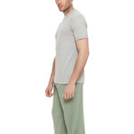 Diamond Short Sleeve Cotton Pajama Set // Grey Melange + Green (S)