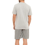 Striped Tee + Woven Short Set // Grey Melange (S)