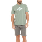 Lee Cooper Tee + Short Set // Green + Medium Melange Grey (2XL)