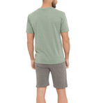 Lee Cooper Tee + Short Set // Green + Medium Melange Grey (M)