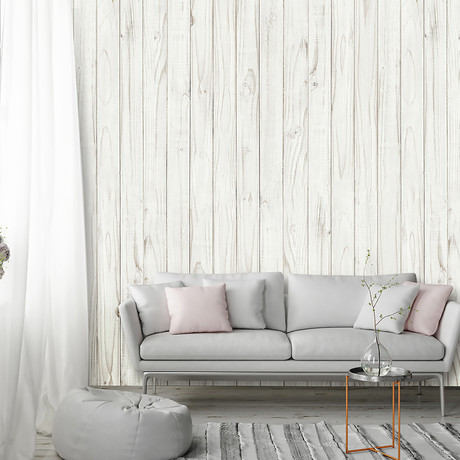 White Wooden Wall Mural