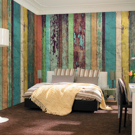 Colored Wood Wall Mural