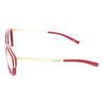 Thick Inlaid Wing Rim Rectangle Metal Frame // Red + Gold