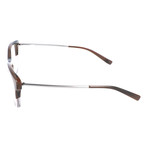 Unisex Thick Rim Metal Temple Square Optical Frames // Brown + Gray + Silver
