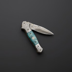 Turquoise Bone Folding Pocket Dagger