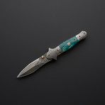 Turquoise Bone Folding Pocket Dagger