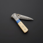 Blue Lapis + Bone Folding Pocket Dagger