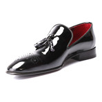 Patent Perforated Toe Tassel Loafer // Black (Euro: 43)