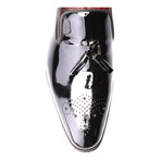 Patent Perforated Toe Tassel Loafer // Black (Euro: 43)