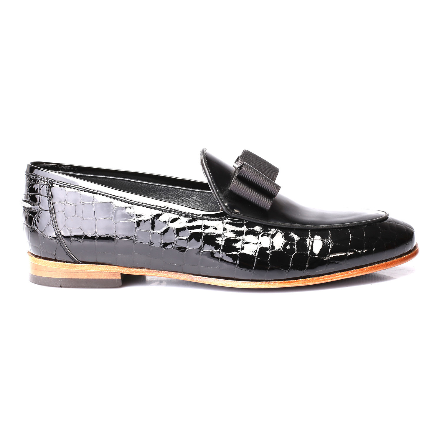 Patent Croc Embossed Piped Ribbon Loafer // Black (Euro: 39) - S. Baker ...