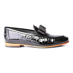 Patent Croc Embossed Piped Ribbon Loafer // Black (Euro: 41)